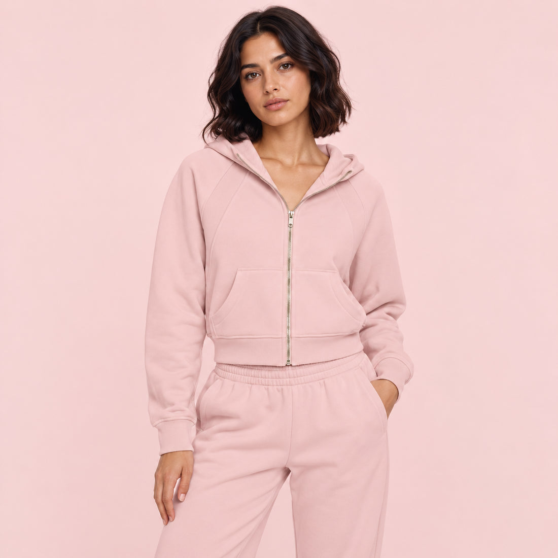 Cropped Zip-Through Hoodie