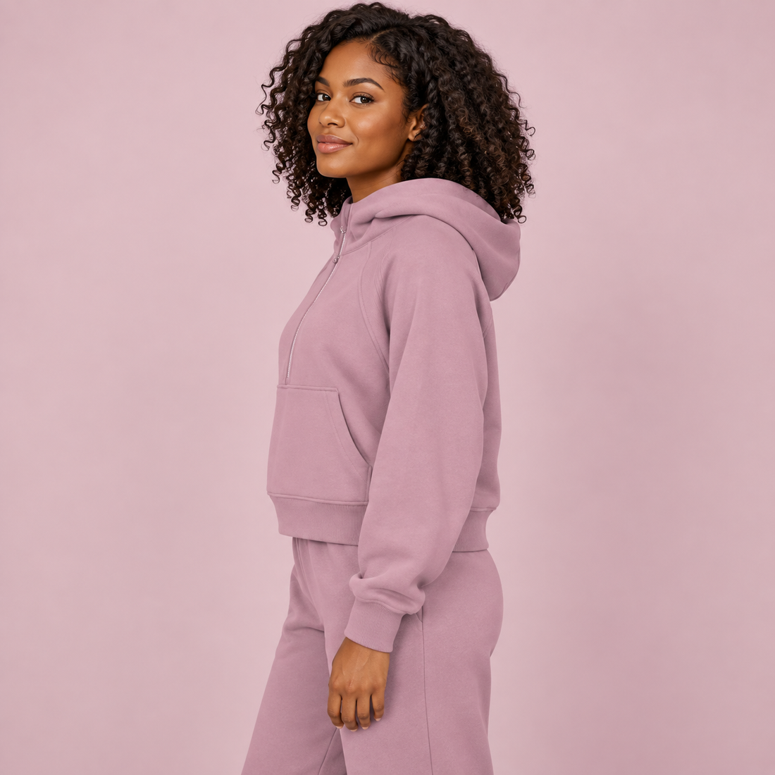 Cropped Half-Zip Hoodie