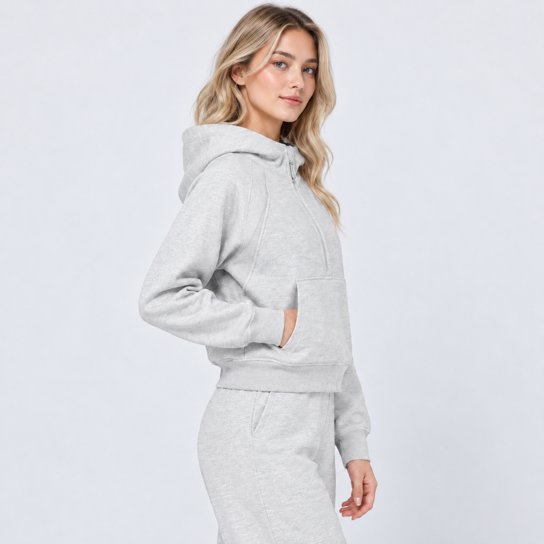 Cropped Half-Zip Hoodie