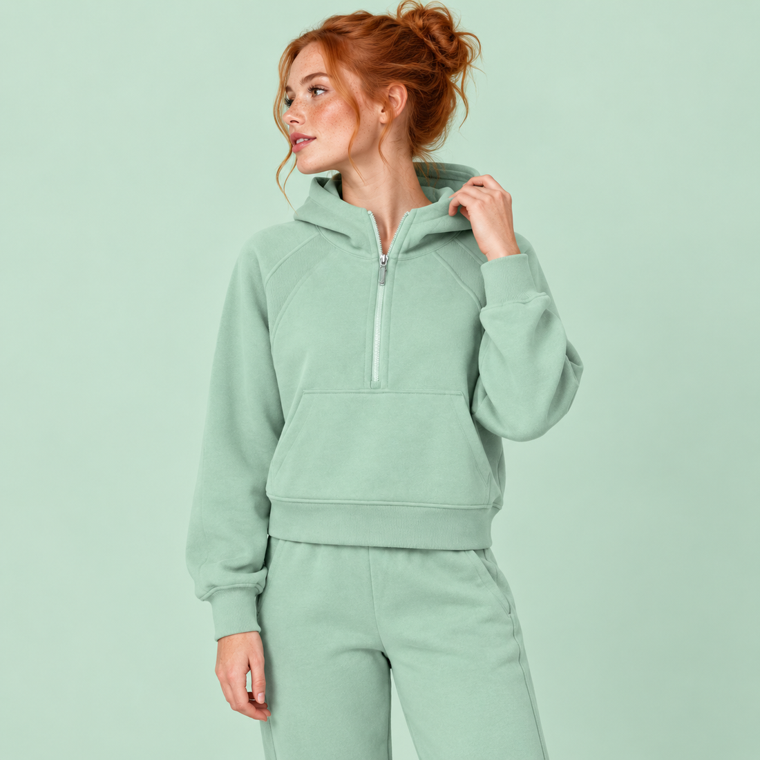 Cropped Half-Zip Hoodie