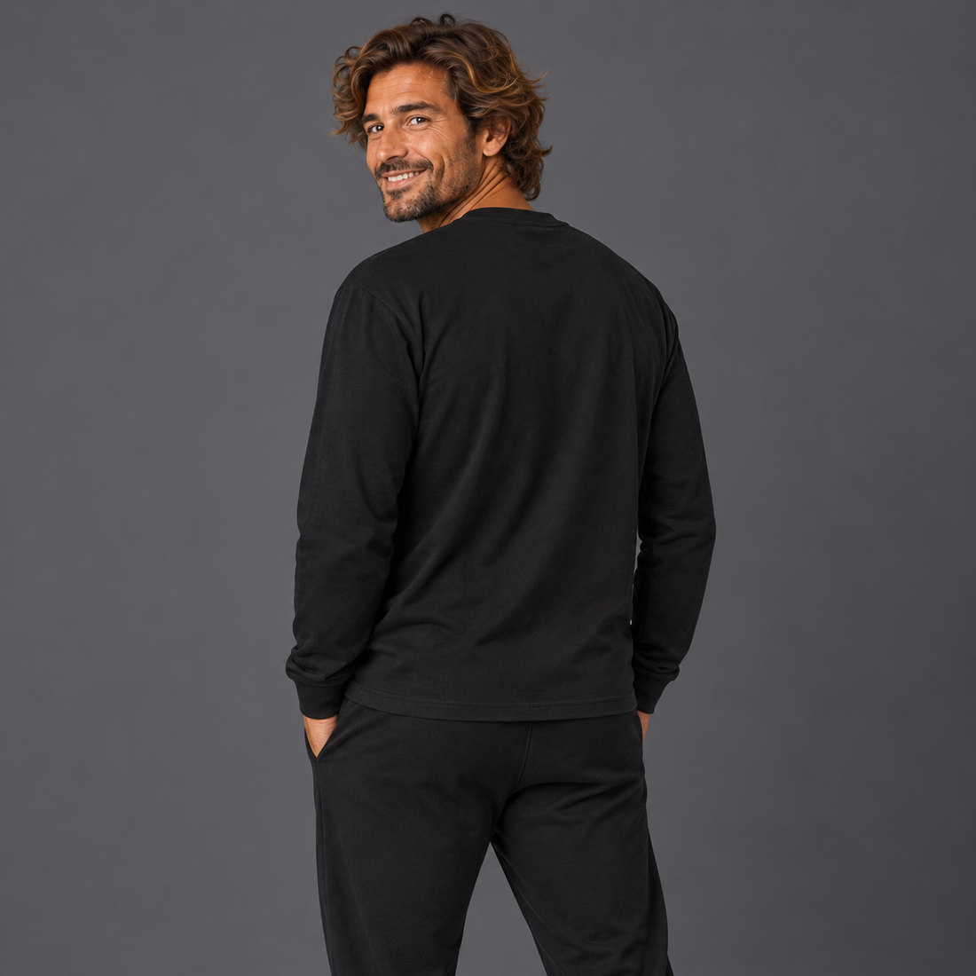 Crew Neck Drop Shoulder Long Sleeve Shirt