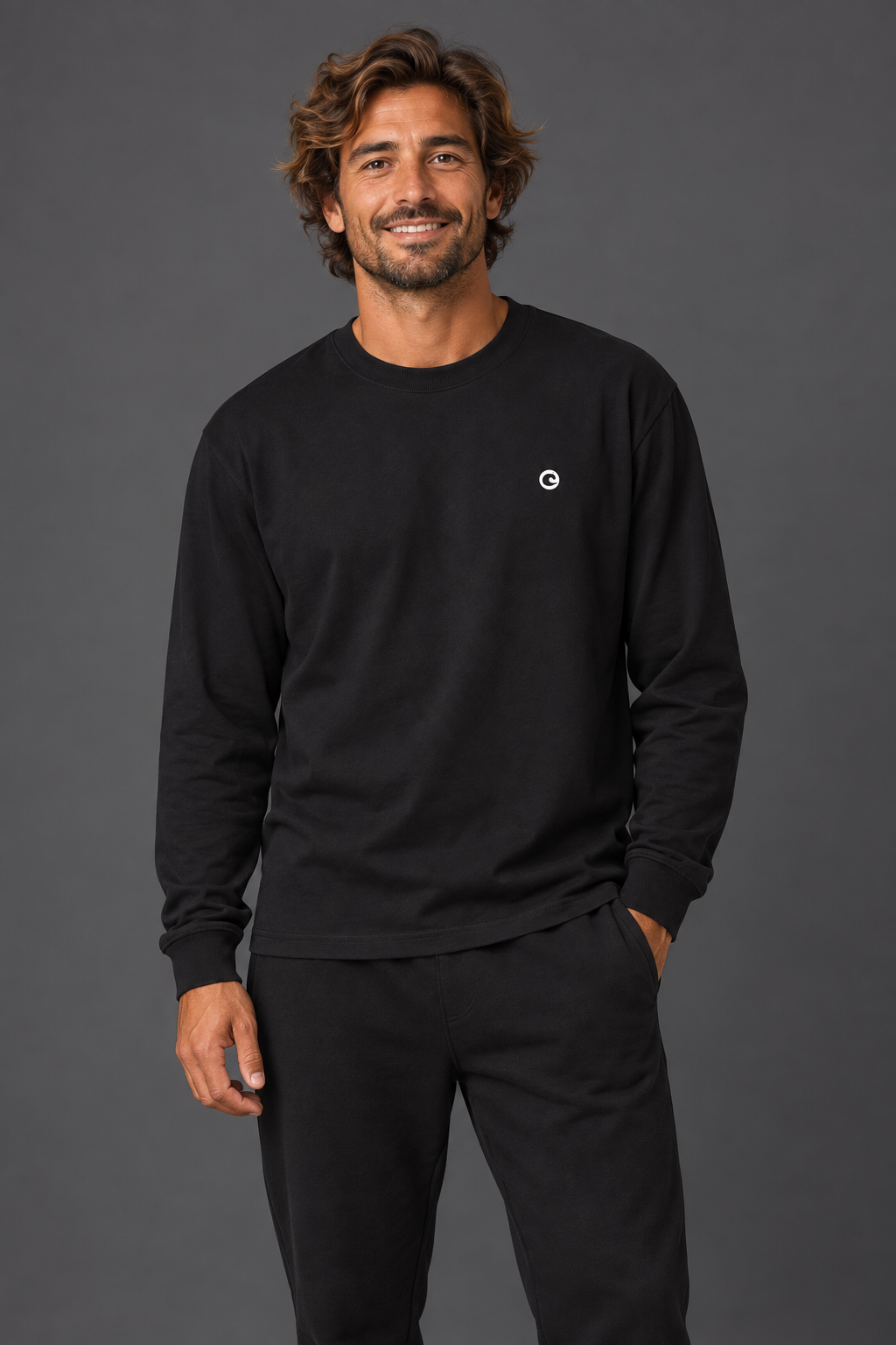 Crew Neck Drop Shoulder Long Sleeve Shirt