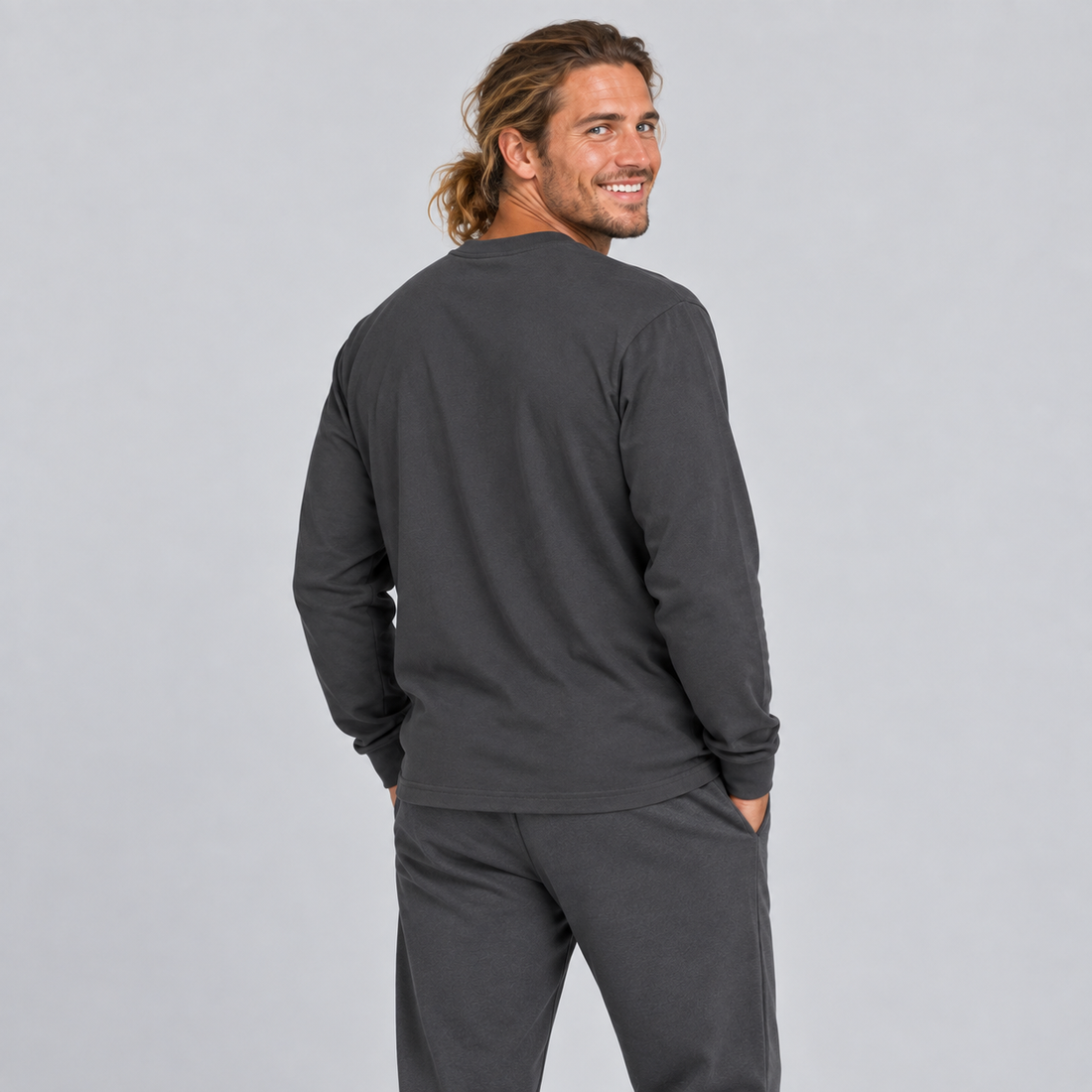 Crew Neck Drop Shoulder Long Sleeve Shirt