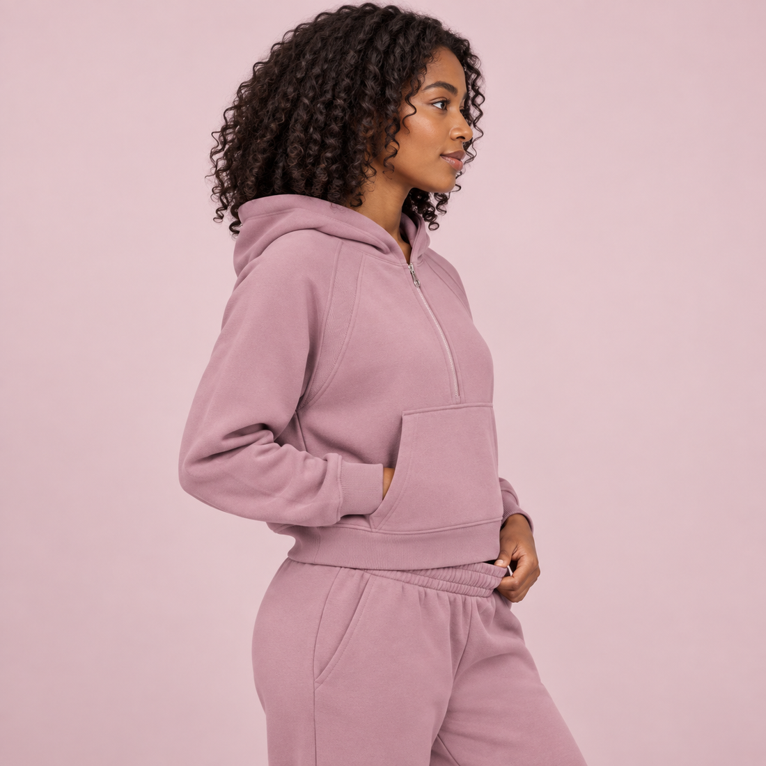 Cropped Half-Zip Hoodie