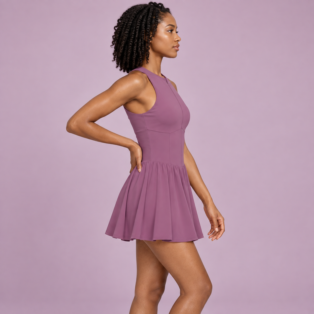 Women’s Ruched Sleeveless Full-Zip Dress