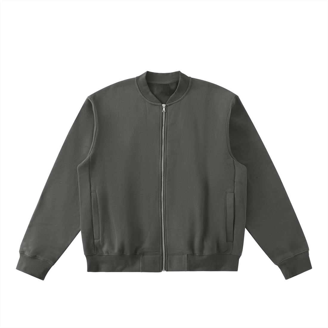 Essential Zip-Up Fleeced Varsity Jacket