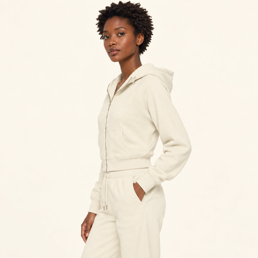 Cropped Zip-Through Hoodie