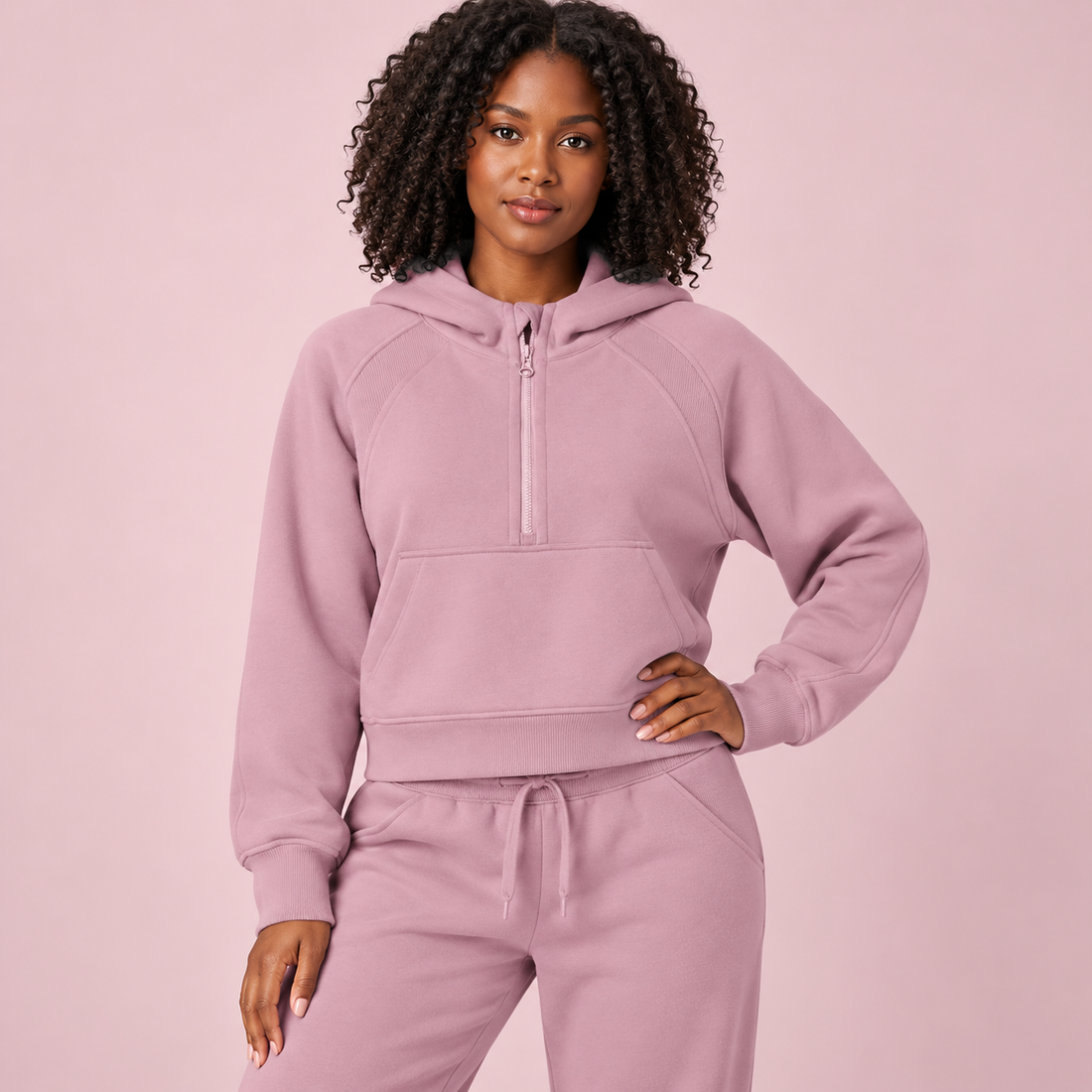 Cropped Half-Zip Hoodie