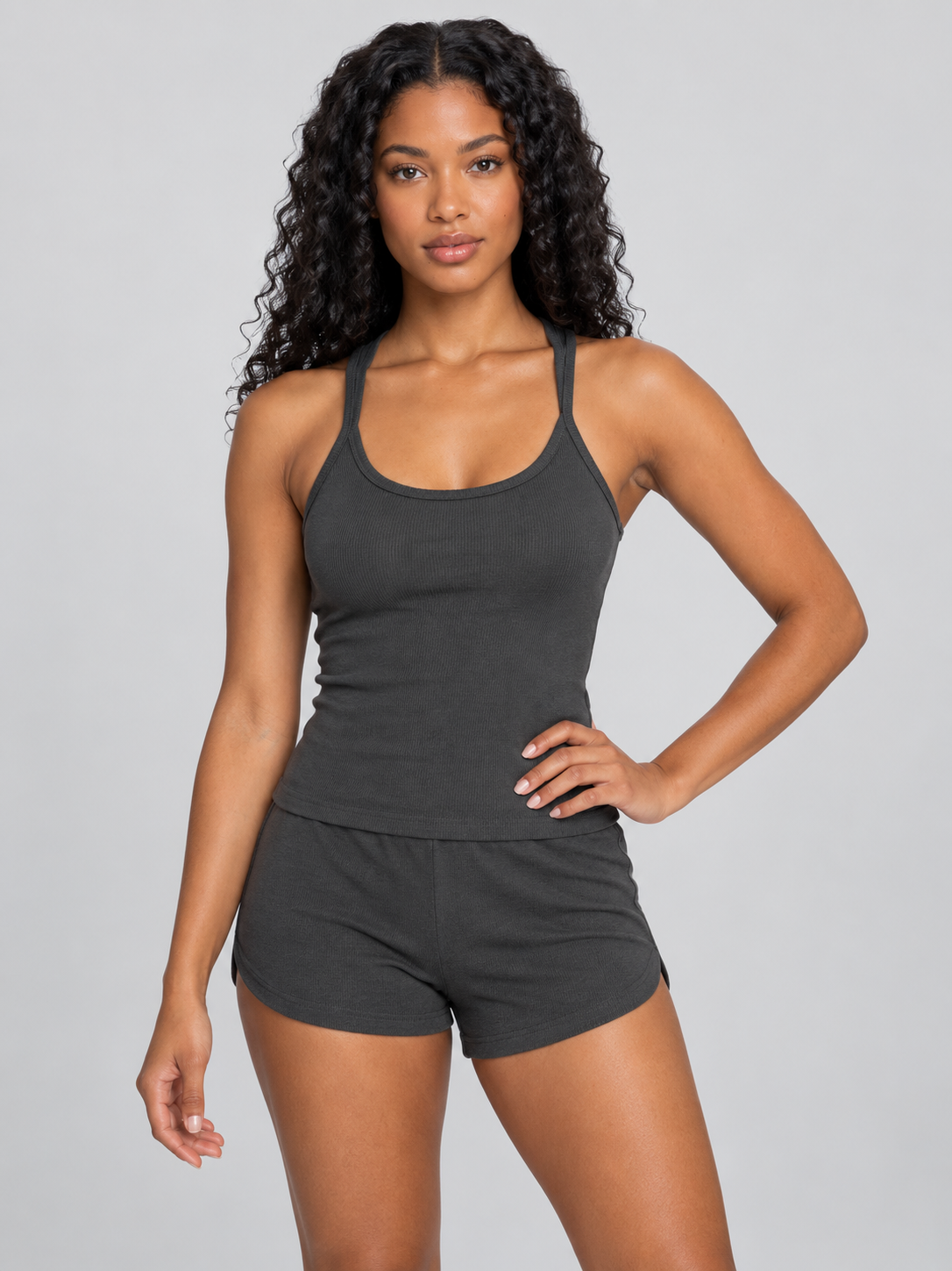 Slim Fit Ribbed Racerback Tank Top
