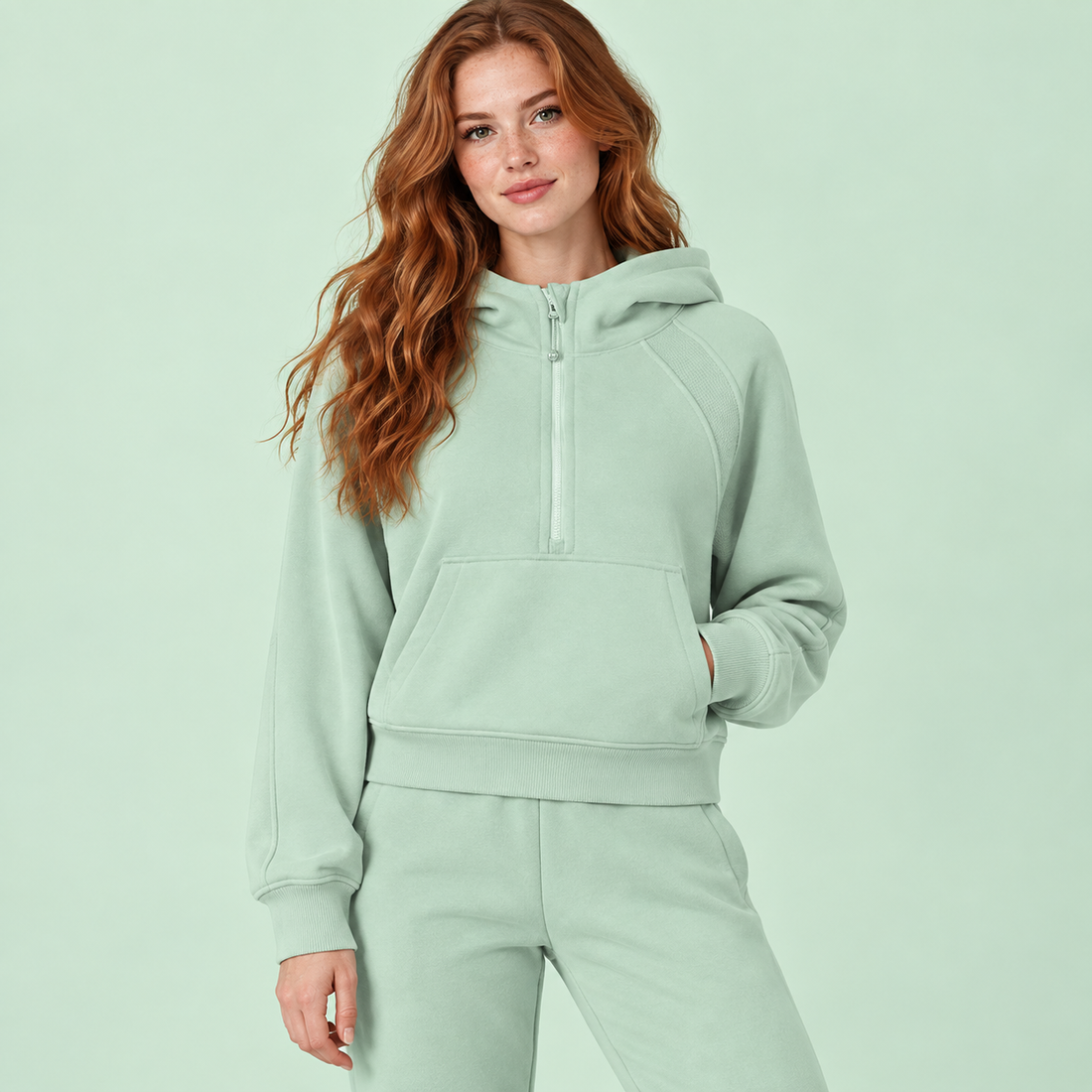 Cropped Half-Zip Hoodie