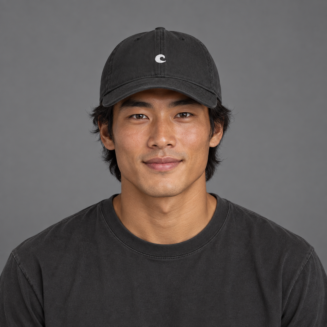 Coastal Wave Washed Cap — Minimal Beach Logo Dad Hat