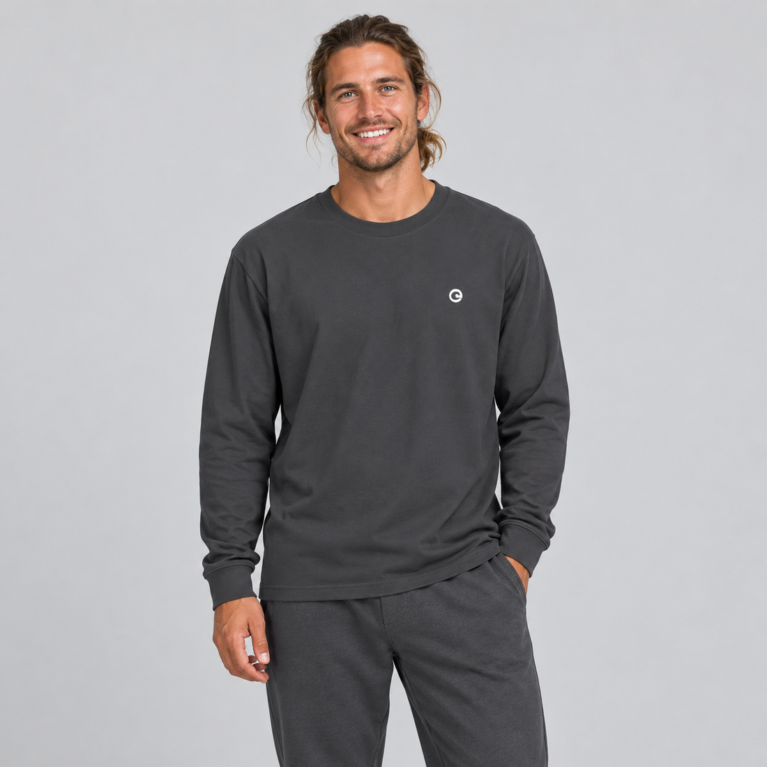 Crew Neck Drop Shoulder Long Sleeve Shirt
