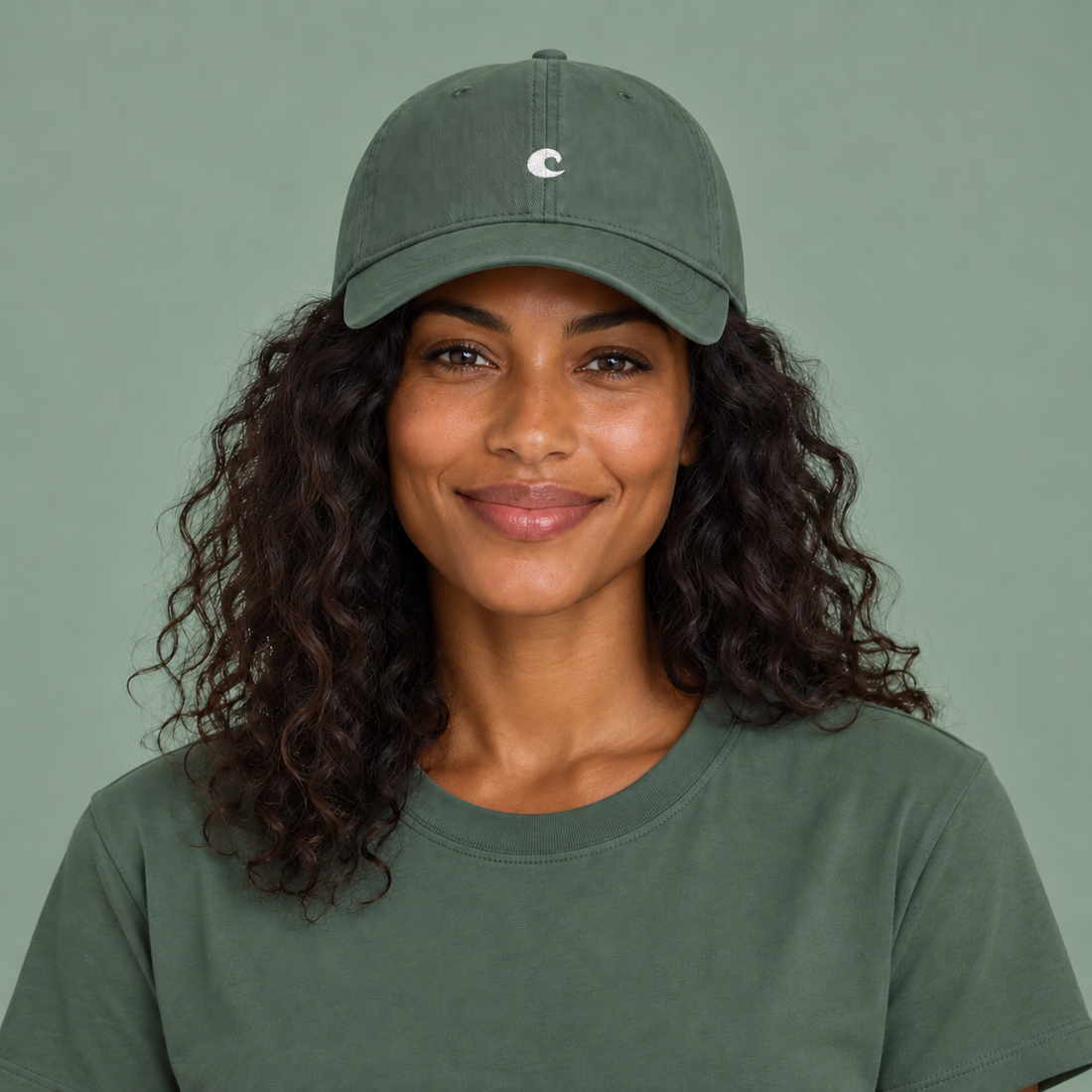 Coastal Wave Washed Cap — Minimal Beach Logo Dad Hat