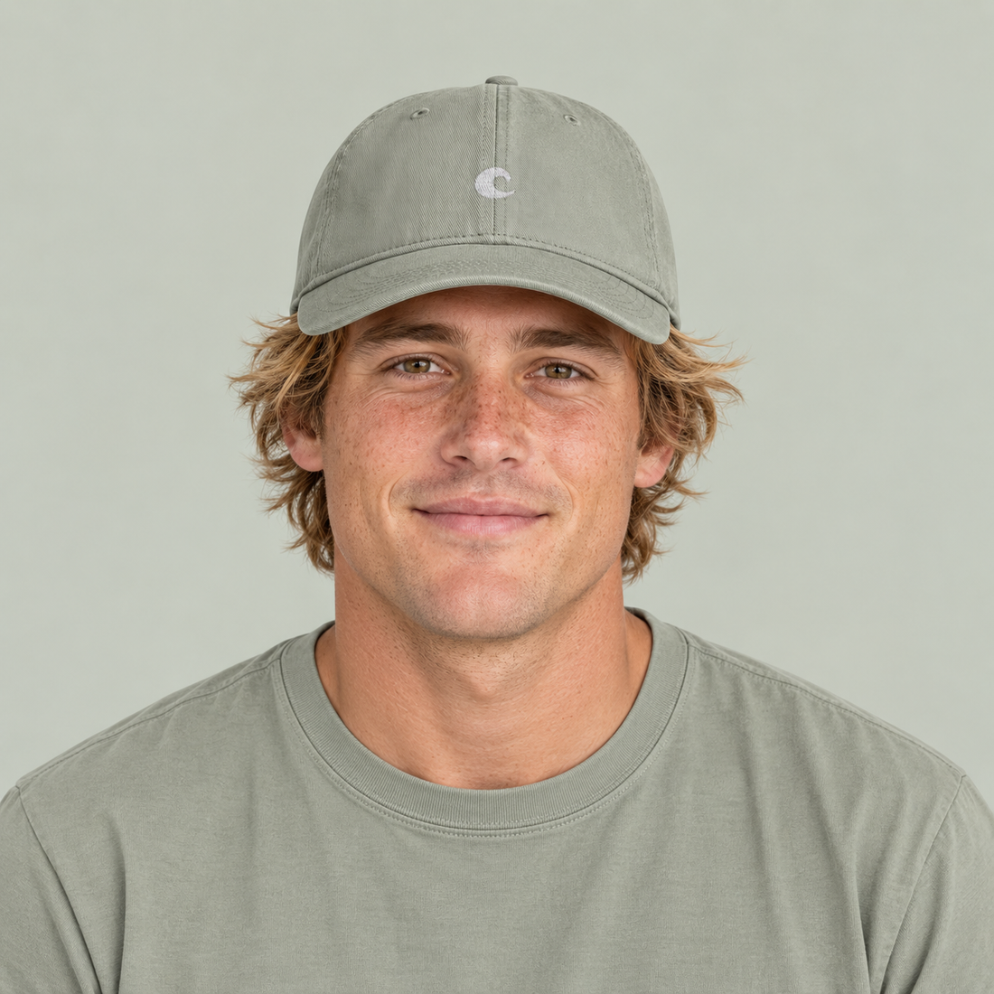 Coastal Wave Washed Cap — Minimal Beach Logo Dad Hat