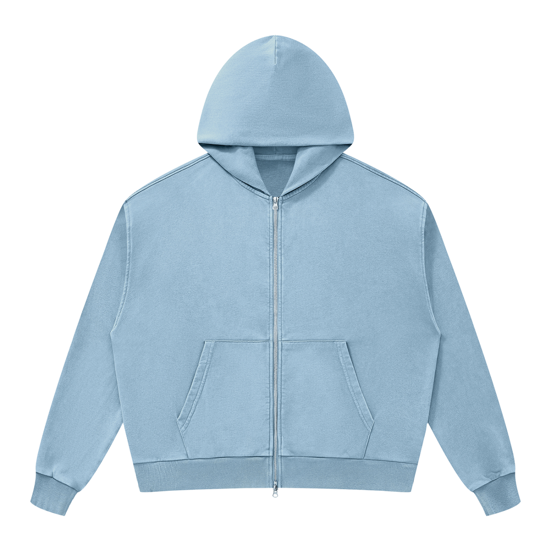 Unisex Mineral Wash Boxy Full Zip Hoodie