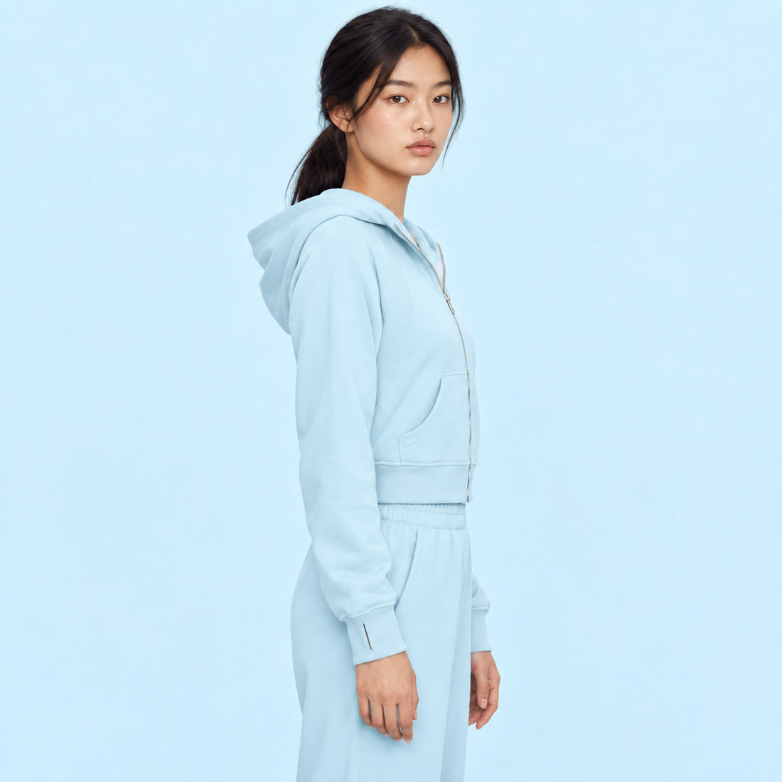Cropped Zip-Through Hoodie